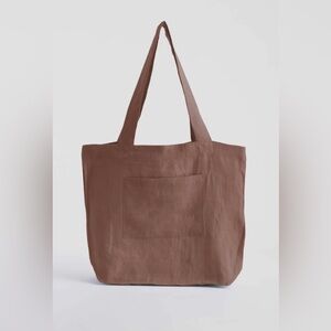 Linen Tote Bag Cinnamon Brown NWT